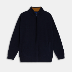 سترة برقبة عالية وسحاب باللون الأزرق الداكن للأولاد